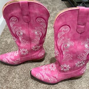 Pink Embroidered Cowboy Boots